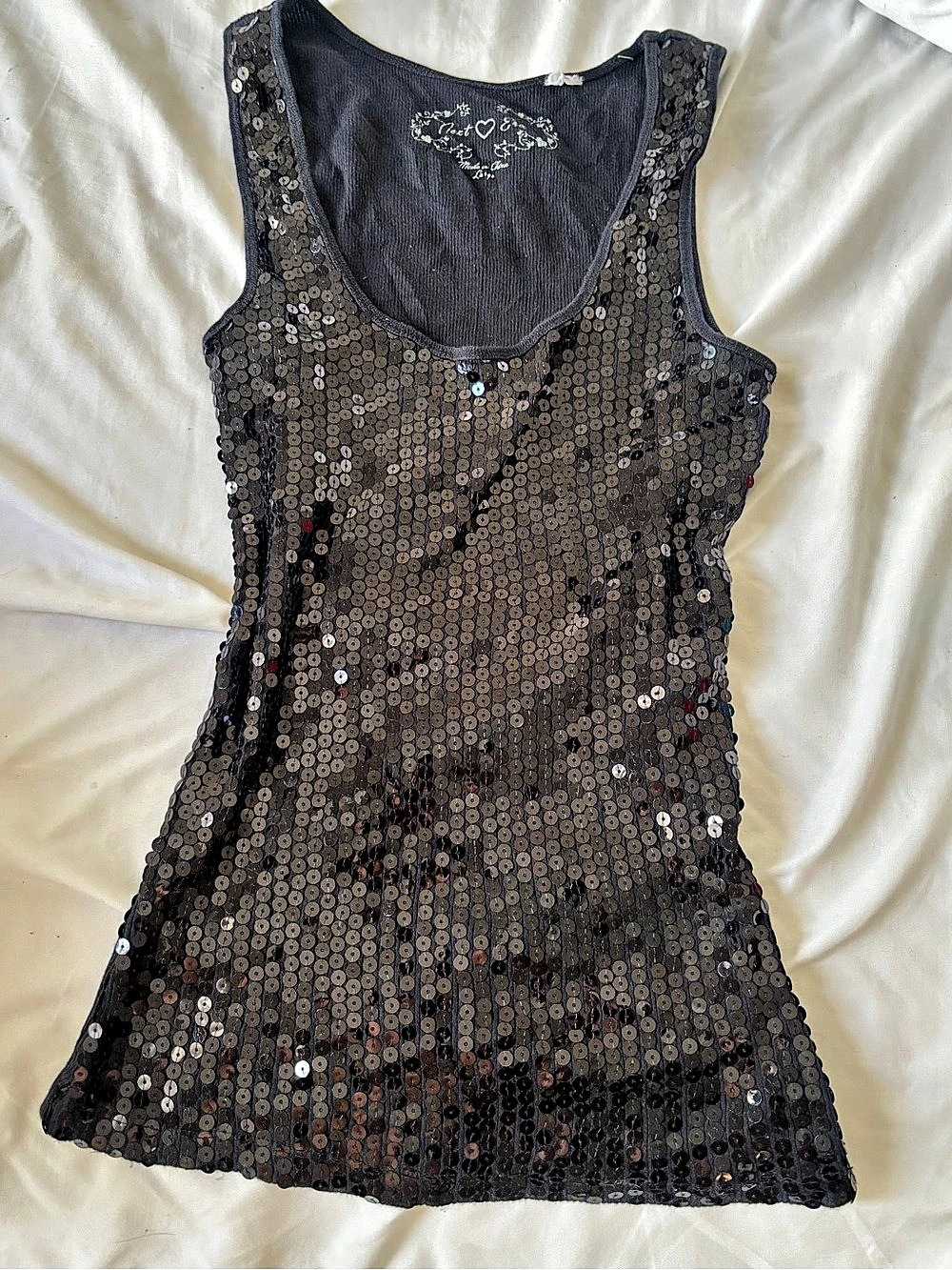 Next Era Sequin Tank Top in Black & Gold